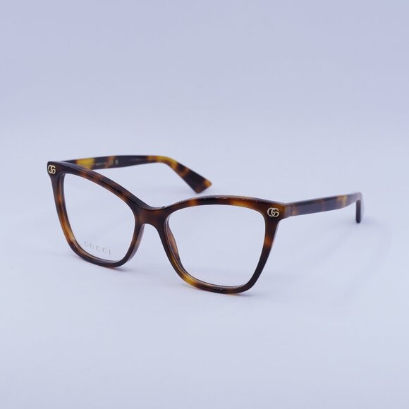 Gucci GG1817O 002 Eyeglasses Havana 55mm Cat Eye Frame - Picture 1 of 9